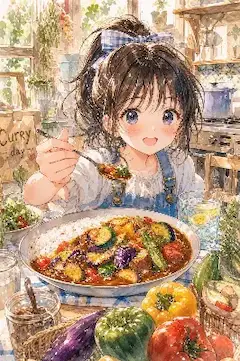 カレーの日の笑顔キッチン。