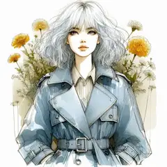 ニュアンスブルーの麻混コート