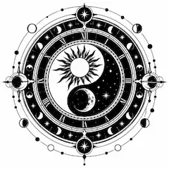 陰陽マーク（太陰太極図）のシルエット風デザイン。