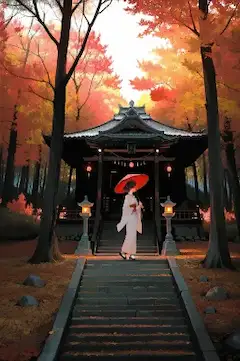 朱に染む参道