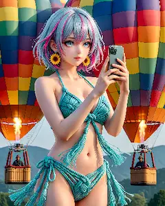 熱気球フェスティバルに来た雫ちゃん💧スマホで撮影中