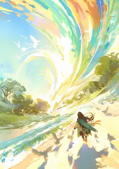 虹色に染まる空と歩む。