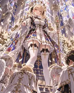 ステンドグラスの下で、神々は正座する