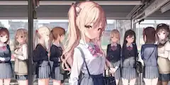 朝の駅で