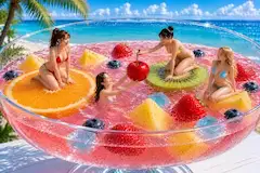 巨大カクテルで楽しむ夏のバカンス