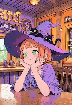 魔法カフェで黒猫と過ごす午後