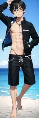 メガネくん海へ行く