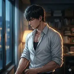 夜の夜景に佇む男性