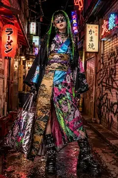ネオン街を彩る和風サイバーパンク