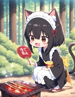 サンマ焼いてたべるニャ♪