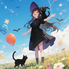 黒猫と魔女の花畑大冒険