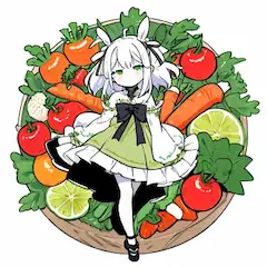 サラダの森で踊るウサギ姫(大根のような白)