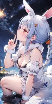 星を見上げるぺこーら
