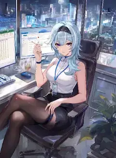 今夜の仕事で休憩して一服するノースリーブOLエウルア