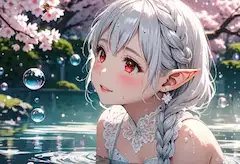 桜の泉に浮かぶエルフのささやき