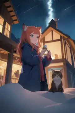 雪夜のキツネ少女と流れ星の約束