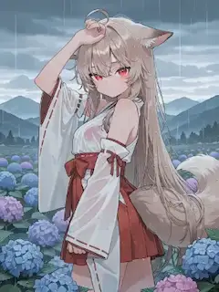 雨の中