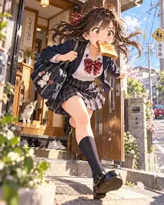 トースト片手に朝の全力ダッシュ！