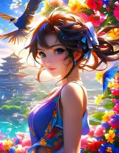 天空の花園で微笑む美少女