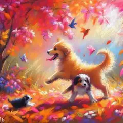 紅葉とワンコ
