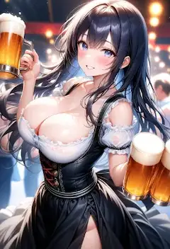 ビールジョッキの美女