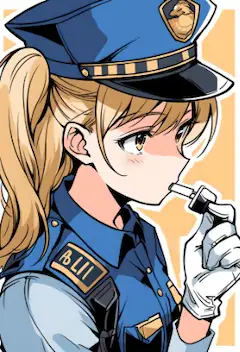 警笛を吹く警官