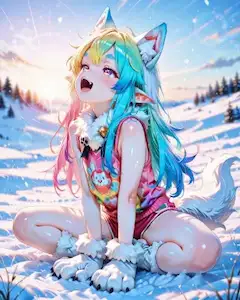 5枚）遠吠えをする狼少女
