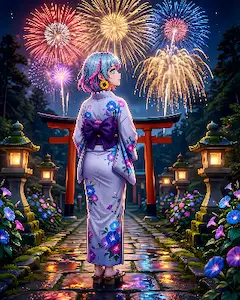 花火と浴衣の少女　雫