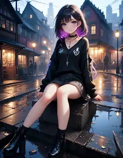 Vネック少女