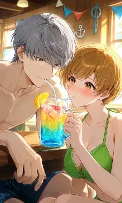 夏の虹色ストローシェア