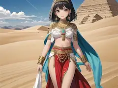 ピラミッドの影に立つ砂漠の巫女