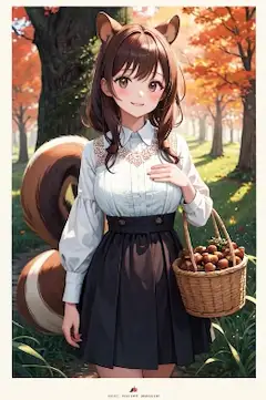 栗拾いをするシマリスちゃん