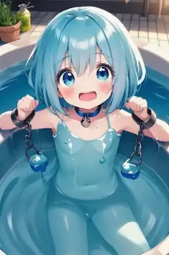 スライム風呂で傷を癒す少女