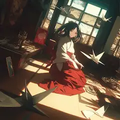 空飛ぶ折り鶴