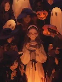 眼鏡少女のハロウィン魔女集会