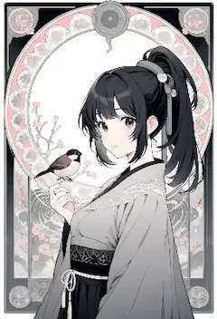 桜風に舞う小鳥の友