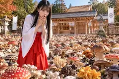 キノコに埋め尽くされた日神神宮境内