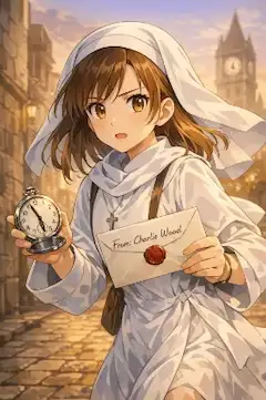 時計塔前、夕焼け