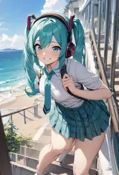 海沿いの階段の小道