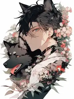 花飾りとオオカミ