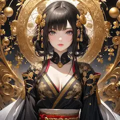 黄金の装いに包まれた美女
