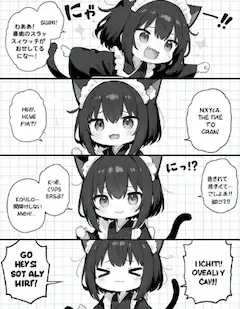 ヘタにゃん4コマ漫画の原稿