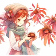女の子と栗