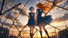 レイ＆アスカ風に靡くスカート