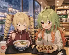 フードコートでご飯中