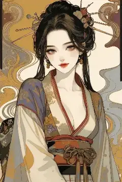 霧に包まれた着物美女