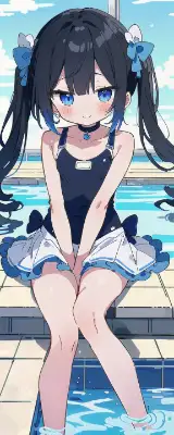 水着でお風呂に入る女の子
