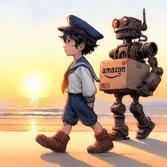 朝焼けとロボット