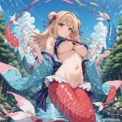 鯉のぼりと舞う人魚姫