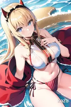 ＦＧＯ🤩ネロクラウデゥス様のサンタビキニ水着仕様をＡIさんに描いてもらいました🙇‍♂